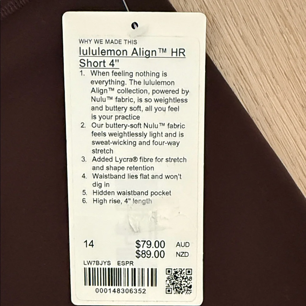Lululemon Athletica Align Espresso Shorts, 4” - Picture 2 of 5